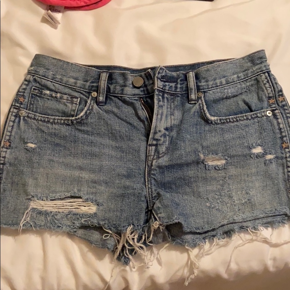 All saints distressed denim shorts